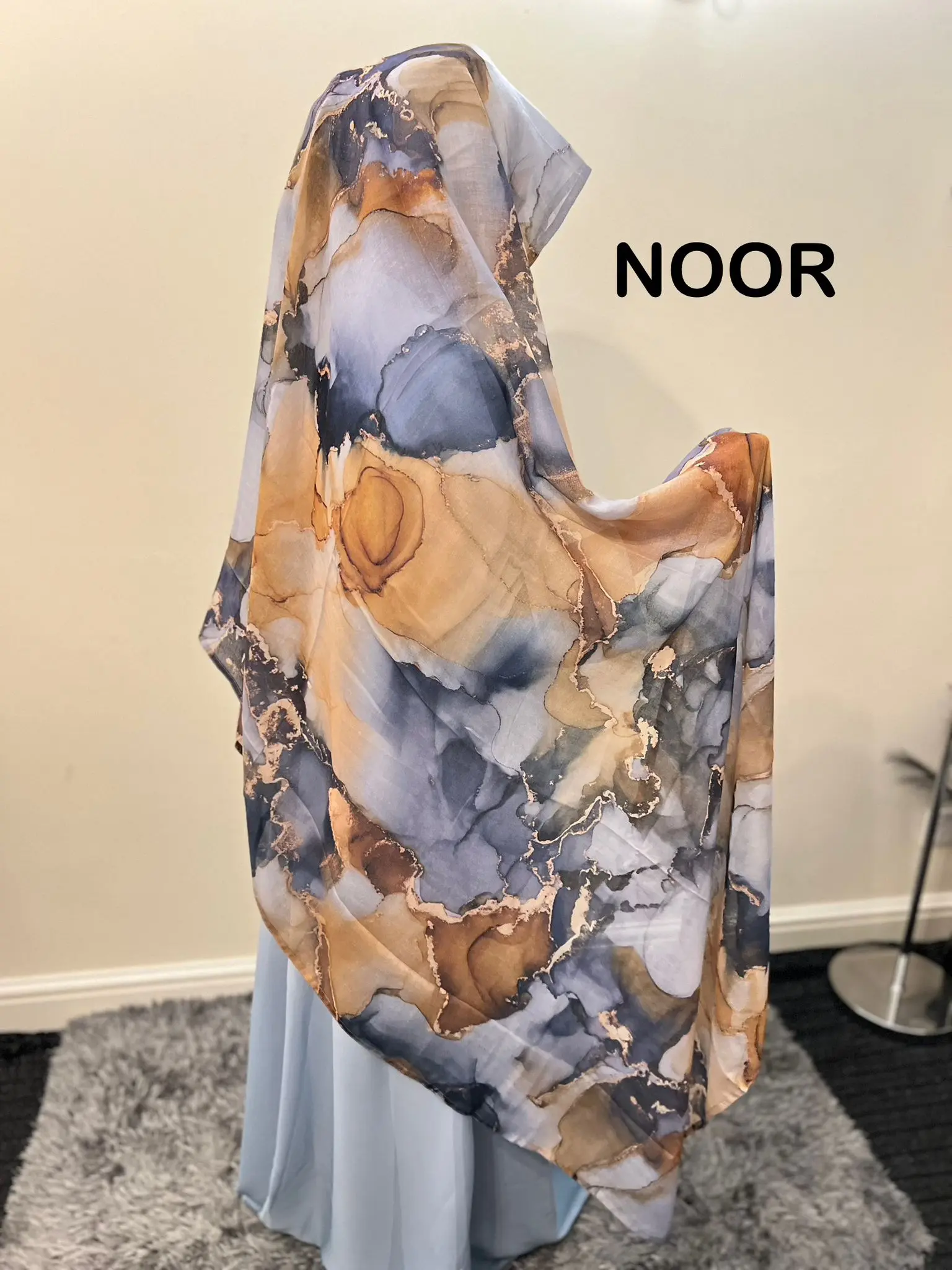 Watercolor Printed Cotton Hijab | Large Size